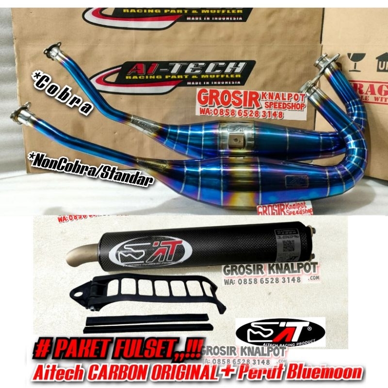Knalpot Aitech ORIGINAL New model CARBON Kevlar Gen 4 Fulset Perut Bluemoon rainbow Cobra standar Ni