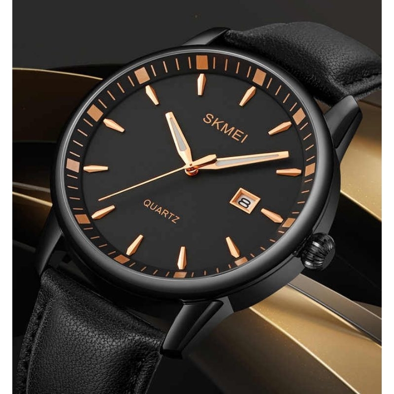 Exclusive Jam Tangan Pria Analog Skmei 2121 Tali Kulit Mesin Original