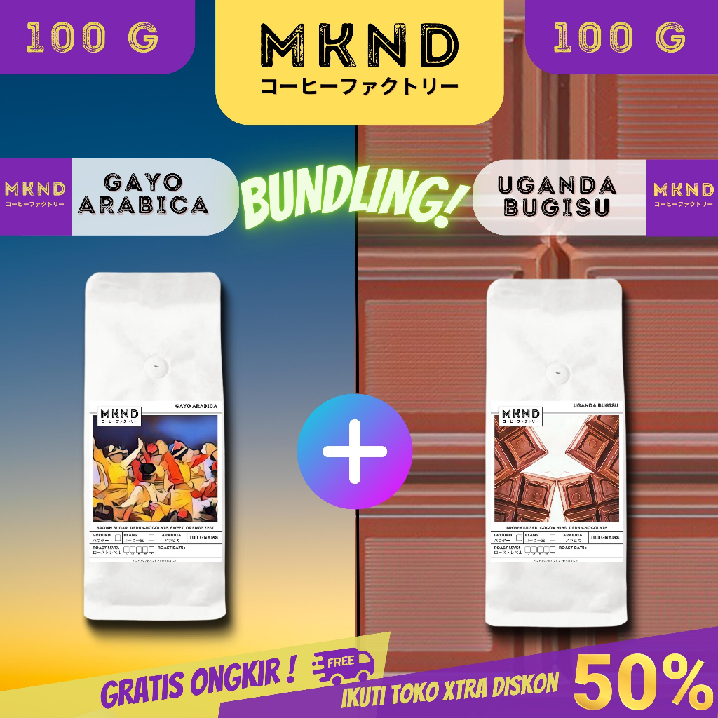 

MKND® BUNDLING HEMAT 2X100 KOPI ARABIKA ACEH GAYO GRADE 1 SINGLE ORIGIN + KOPI ARABIKA UGANDA BUGISU SPECIALTY SINGLE ORIGIN IMPORTED BEANS PROMO DISCON | BIJI BUBUK | SINGLE ORIGIN | PREMIUM COFFE | ROASTED BEANS | MANUAL BREW | COFFE ROASTERY