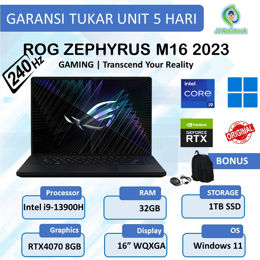 ASUS ROG ZEPHYRUS M16 2023 RTX4070 8GB i9-13900H 32GB 1TB SSD WIN11