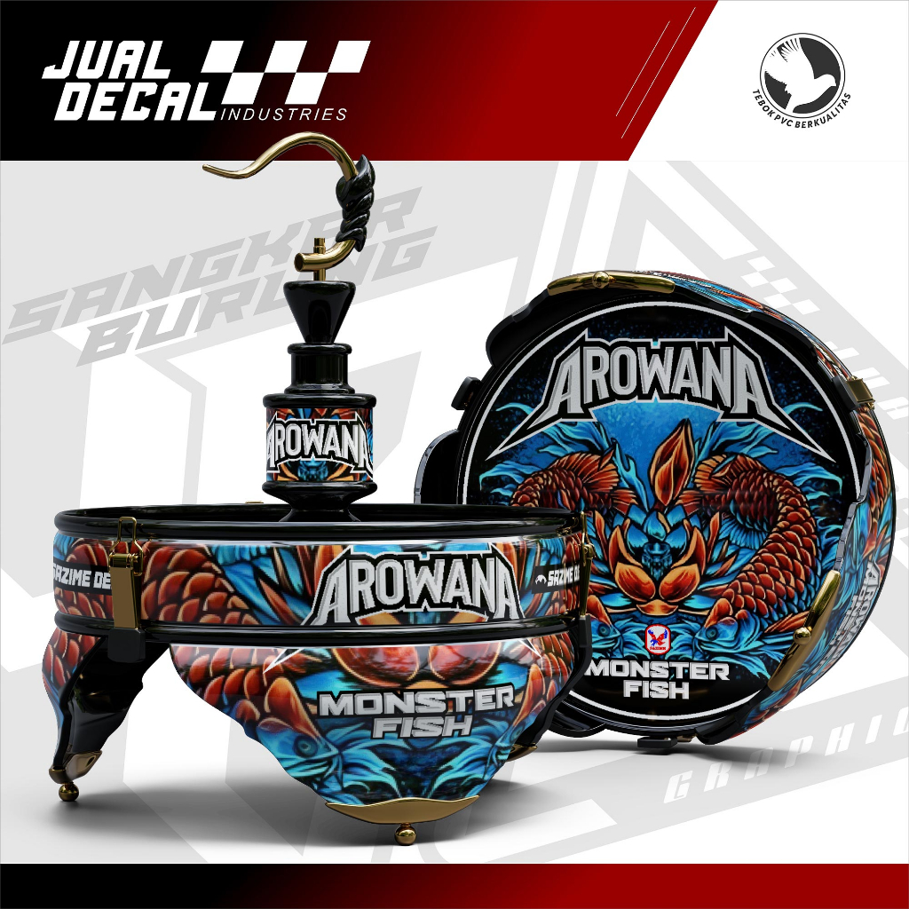Stiker Tebok sazime AROWANA Lovebird Pleci Helopet CUSTOM Decal Sangkar Burung Variasi