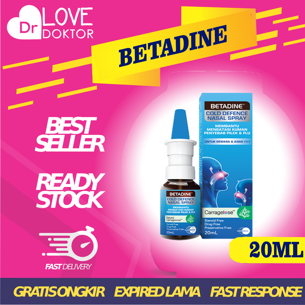 BETADINE COLD DEFENCE NASAL SPRAY HIDUNG MENGATASI KUMAN PENYEBAB VIRUS PILEK FLU BAHAN ALAMI 20 ML