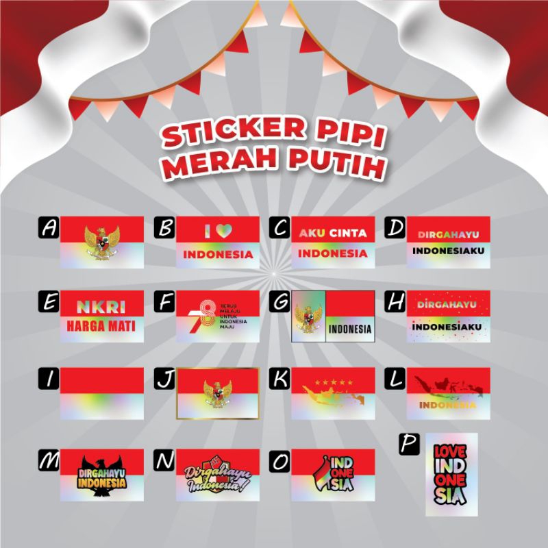 

stiker pipi bendera merah putih (versi hologram dan biasa)