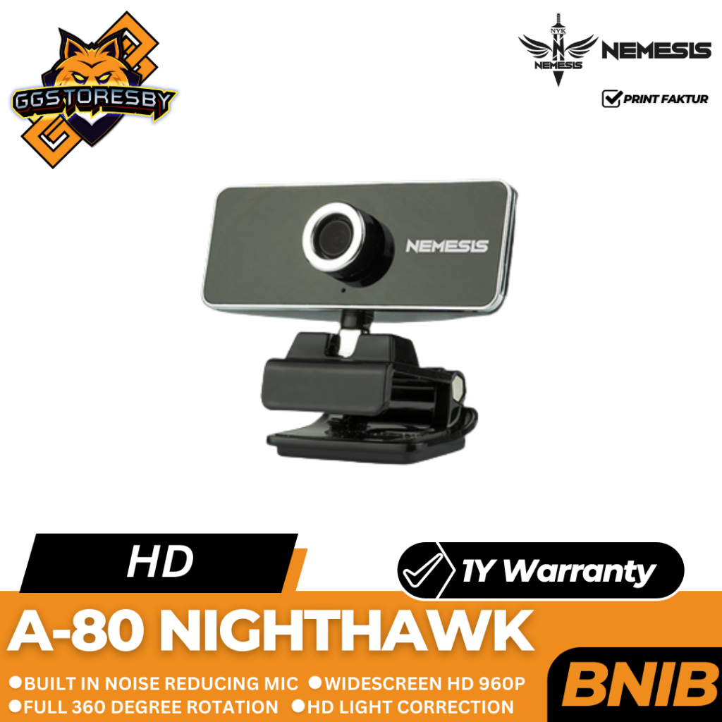 NYK A80 NIGHTHAWK Webcam Perak 960P HD Plug & Play