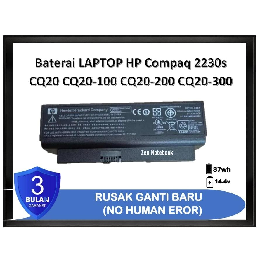 Baterai Battery Batre LAPTOP HP Compaq CQ20 CQ20-100 CQ20-200