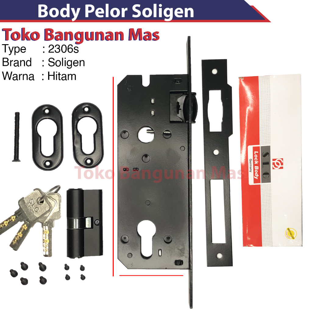Body Pelor Soligen 2306s Hitam / Body Kunci Pelor Pintu Tarung Kupu