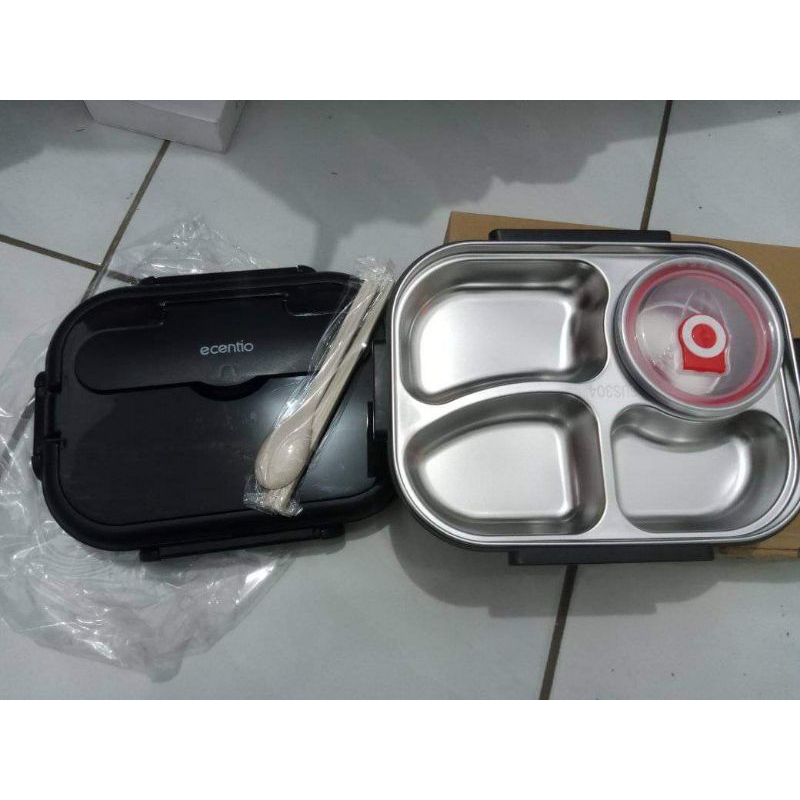 ecentio kotak bekal stainless 4 sekat/lunch box stainless 4 sekat