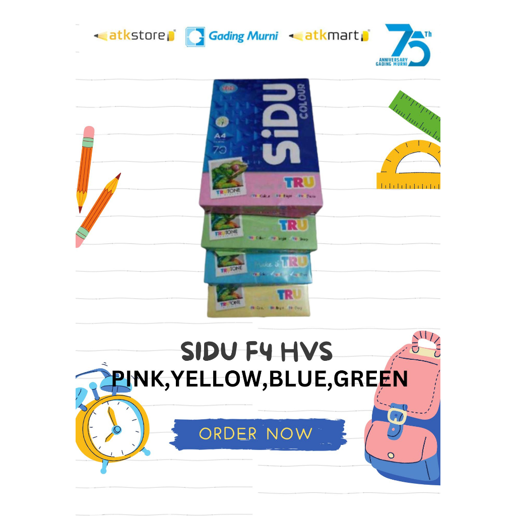 

SIDU Kertas Hvs F4 / Folio 70gsm Warna-Warni - Harga Murah, Kualitas Terbaik!