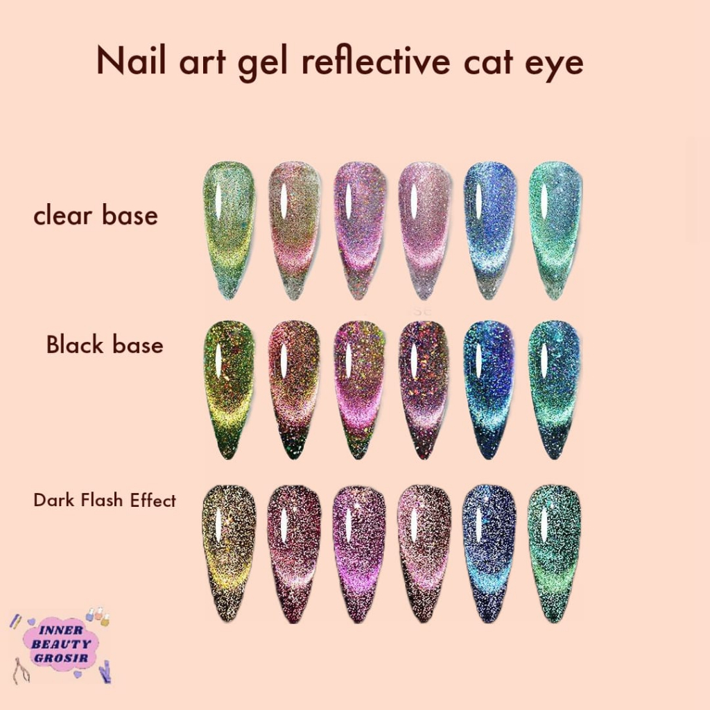 UR Sugar nail gel cat eye reflective / nail art gel reflective cat eye / reflective cat eyes / flakies cat magnetic gel