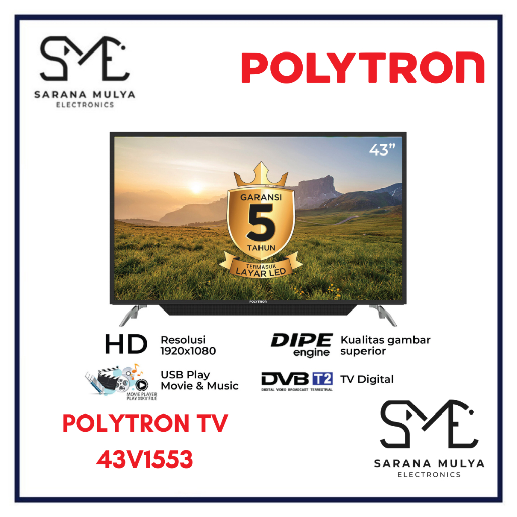 POLYTRON DIGITAL TV 43V1553 - 43INCH DIGITAL TV LED