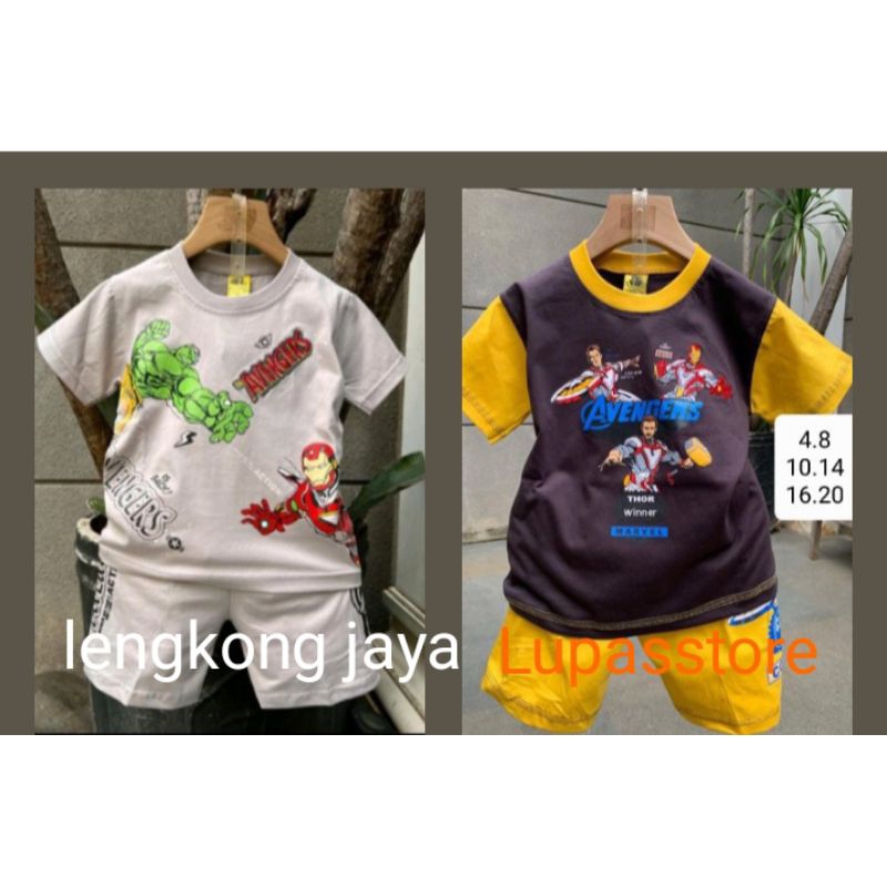 stelan lengkong jaya//stelan baju Avenger anak laki-laki usia 1 sampai 10 tahun