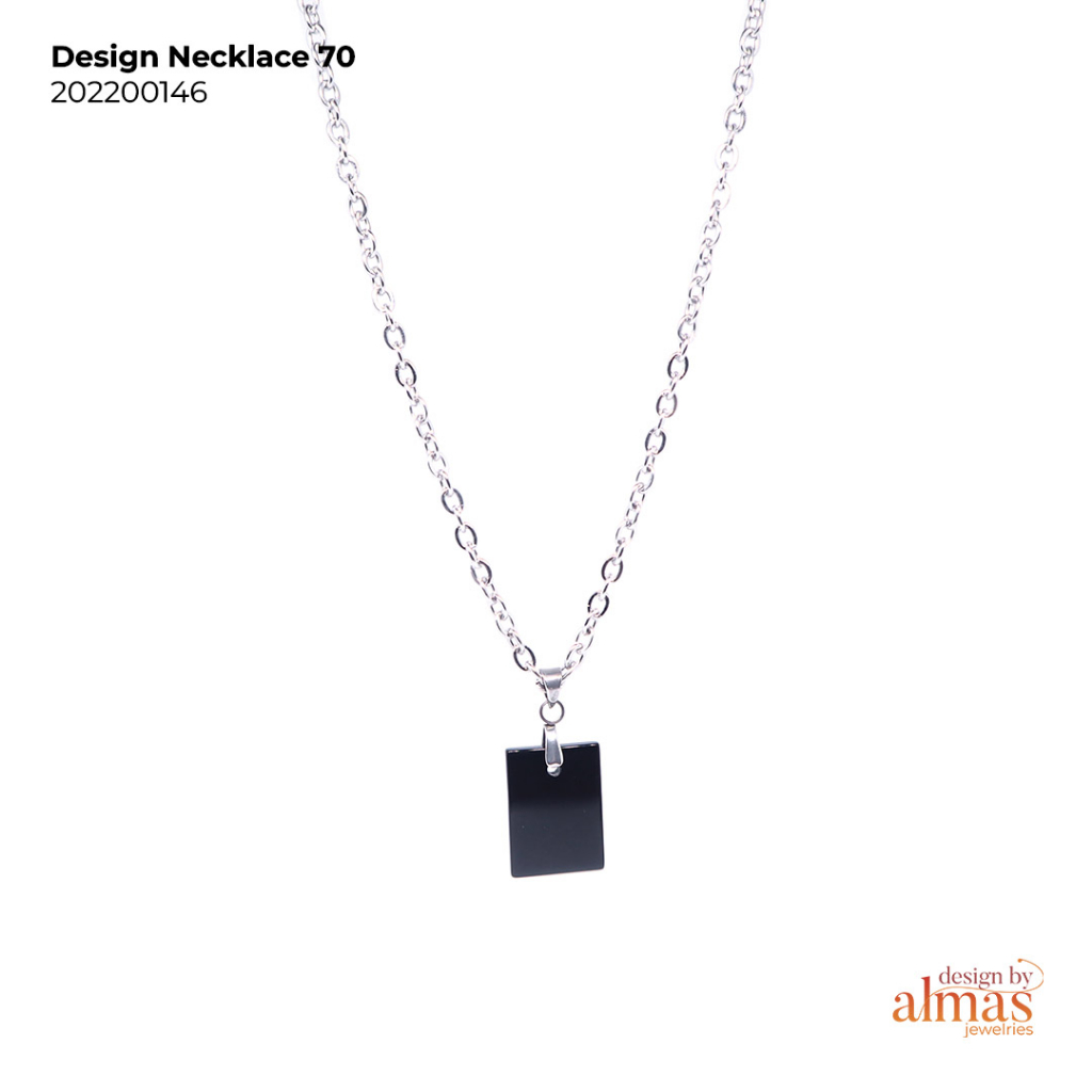 Kalung Black Onyx | Black Onyx Square Necklace