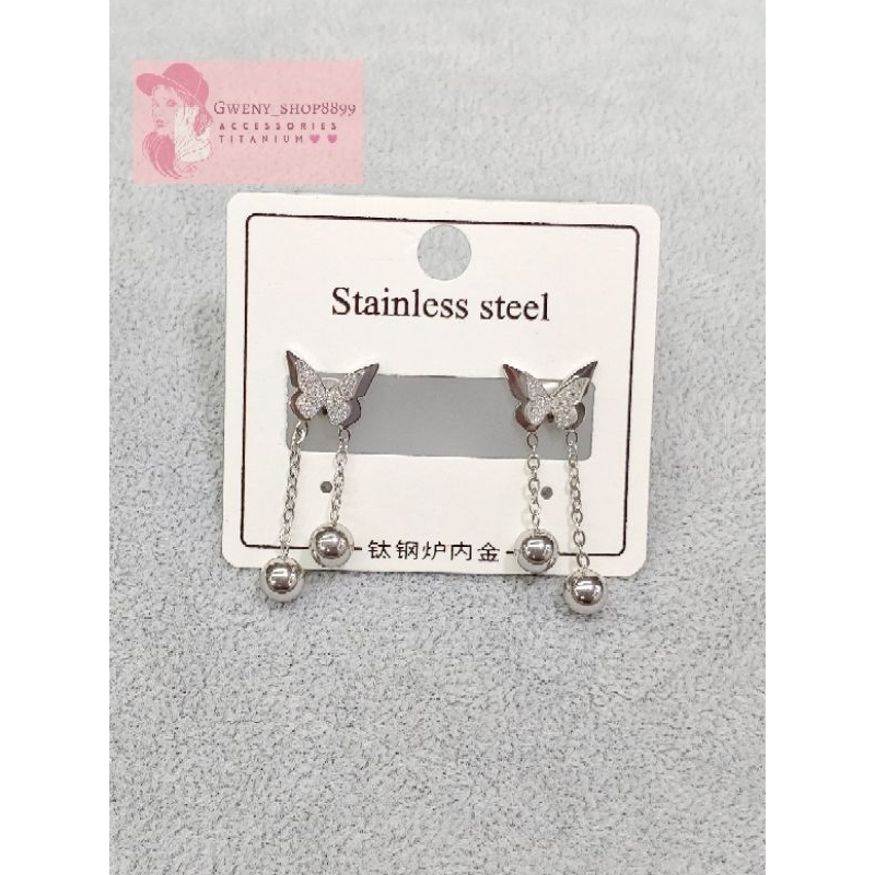 anting tusuk kupu / anting titanium anti karat dan anti luntur