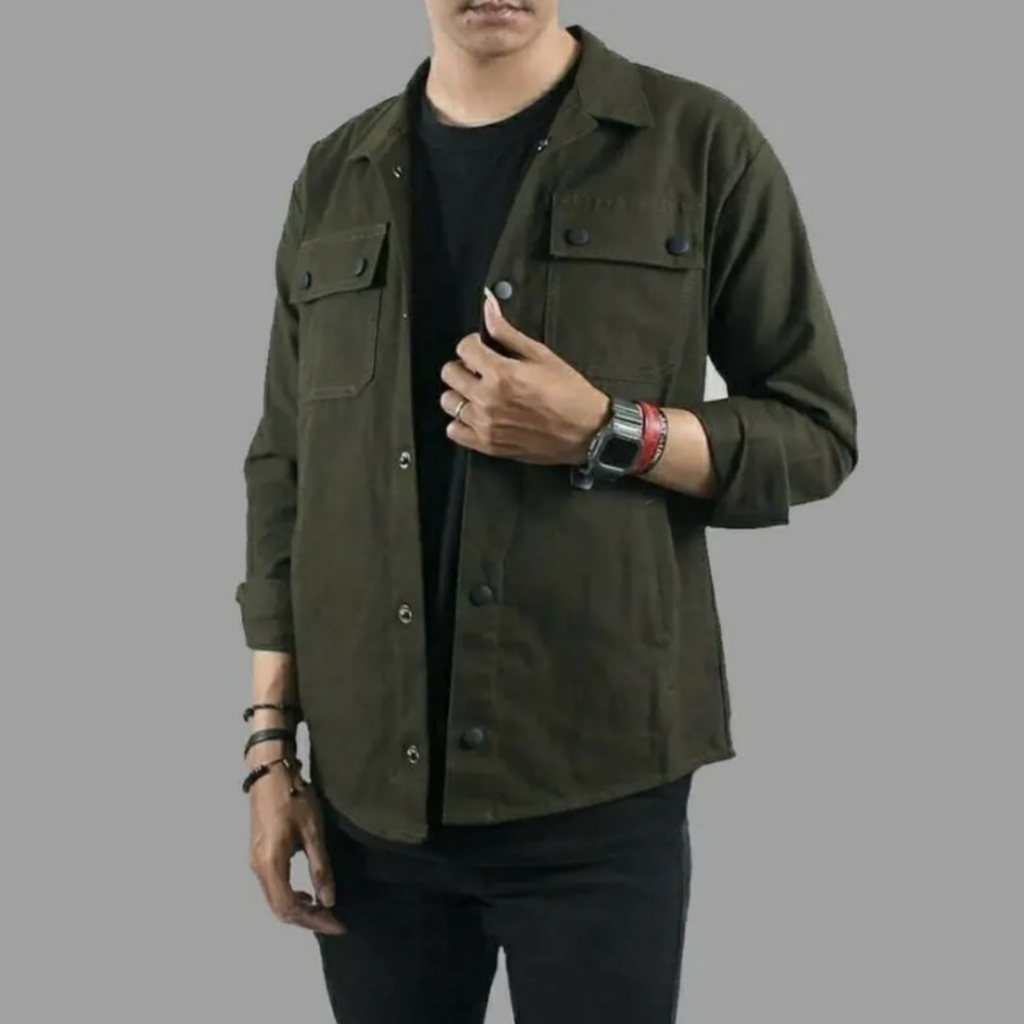 BISA COD TRUCKER JAKET WARNA ARMY PRIA WANITA/KEMEJA JAKET SEMI PARKA/TRUCKER JAKET