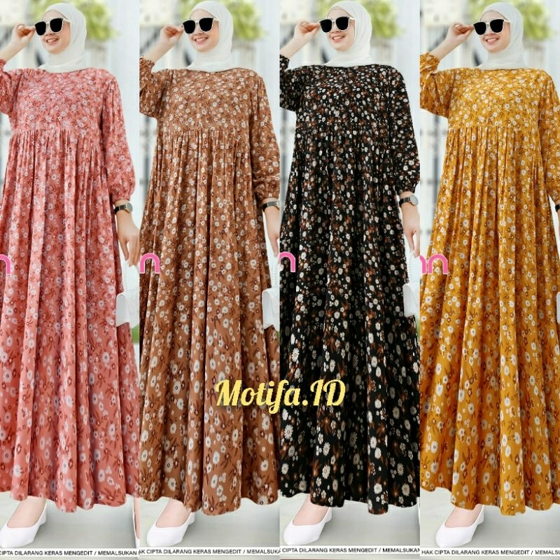 Midi Motif Original Pinkan Gamis Home Dress Busui Rayon Viscose Premium Homey/ Sakura