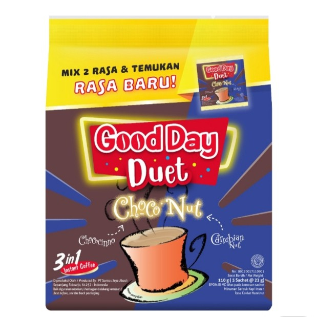

Good Day Kopi Instan / Duet Choco Nut / Duet Moca Choco 5 x 22 gr