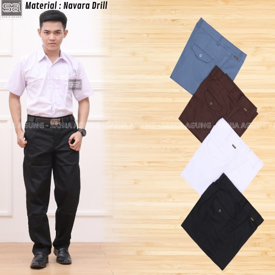 Pusat Seragam Sekolah - Seragam SMA MA Bawahan Celana Panjang Hitam Paspol Navara Drill