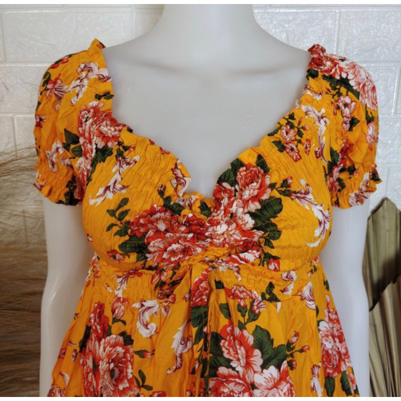 Daster Bali Camila Kerut Serut Dada Rufle/ Dress Sabrina Kerut