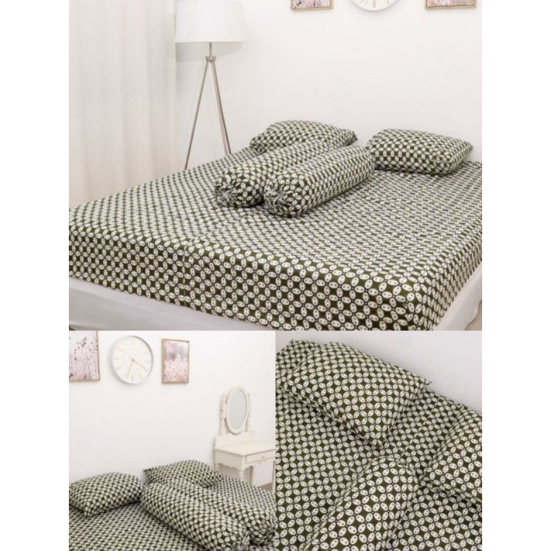 SPREI BATIK MOTIF KAWUNG ASLI PEKALONGAN KING SIZE UKURAN 180X200 180X200X20 180X200X30 WARNA HITAM 