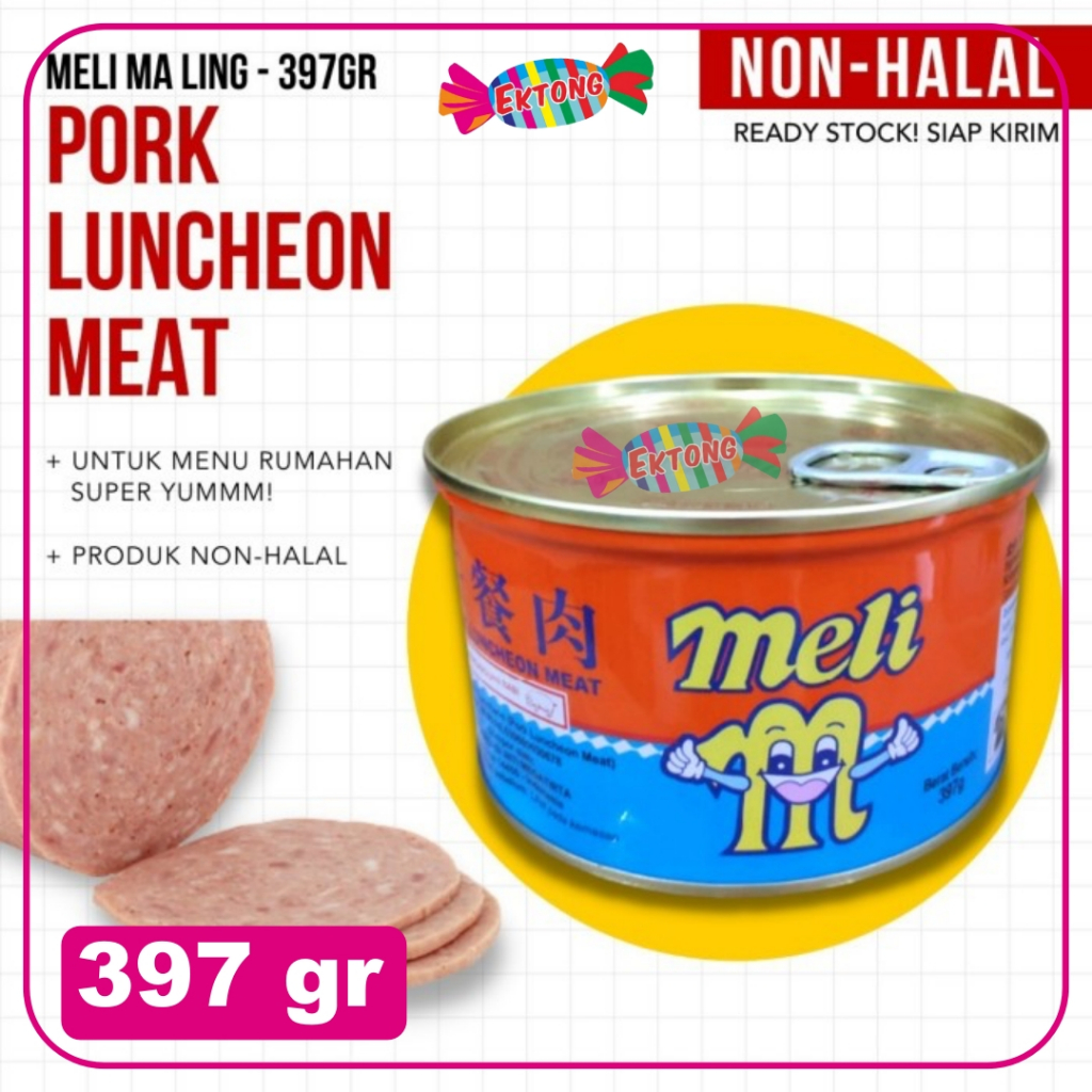 

MELI Pork Luncheon Meat / Mili Ham Maling / Daging Babi Kaleng 397 gr