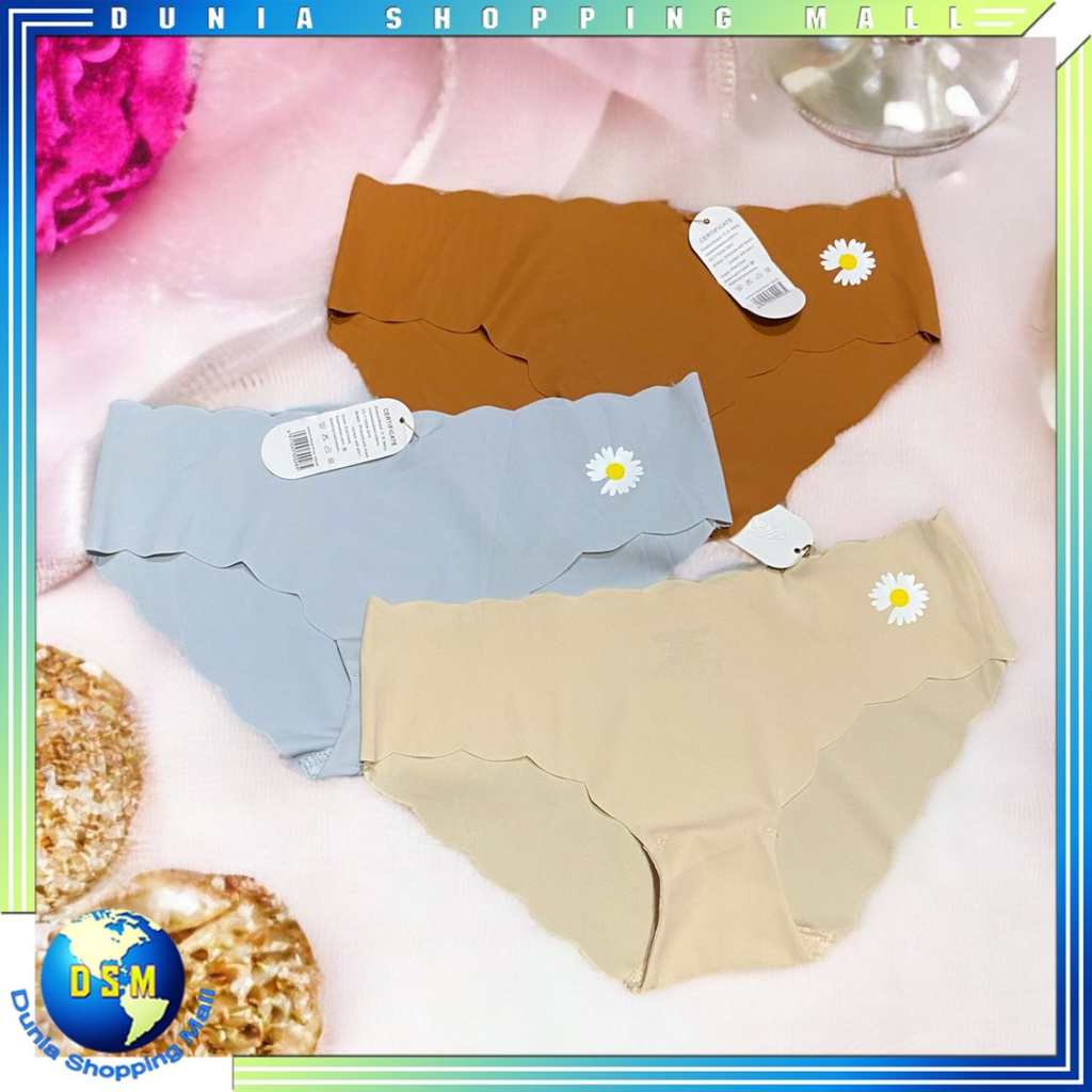 DSM Celana Dalam Wanita Satin 6870 Motif Bunga Daisy  Wanita Seamless Anti Nyeplak Underwear Push Up