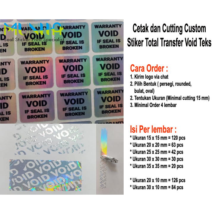 

Cetak dan Cutting Custom Stiker Segel Hologram Rusak Void