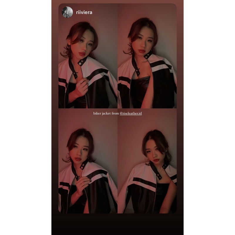 Big Promo Jaket Kulit Wanita Strip Kasual Pu Jaket Antik Wanita Tambal Sulam Pakaian Jalanan Mantel