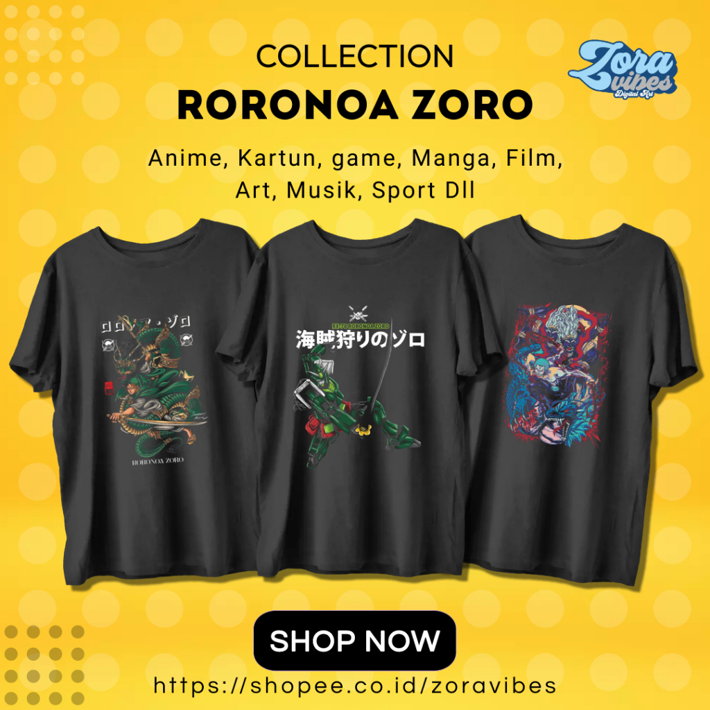 KAOS ONE PIECE RORONOA ZORO KAOS ANIME ONE PIECE ZORO NEW BAJU ONE PIECE ZORO PRIA