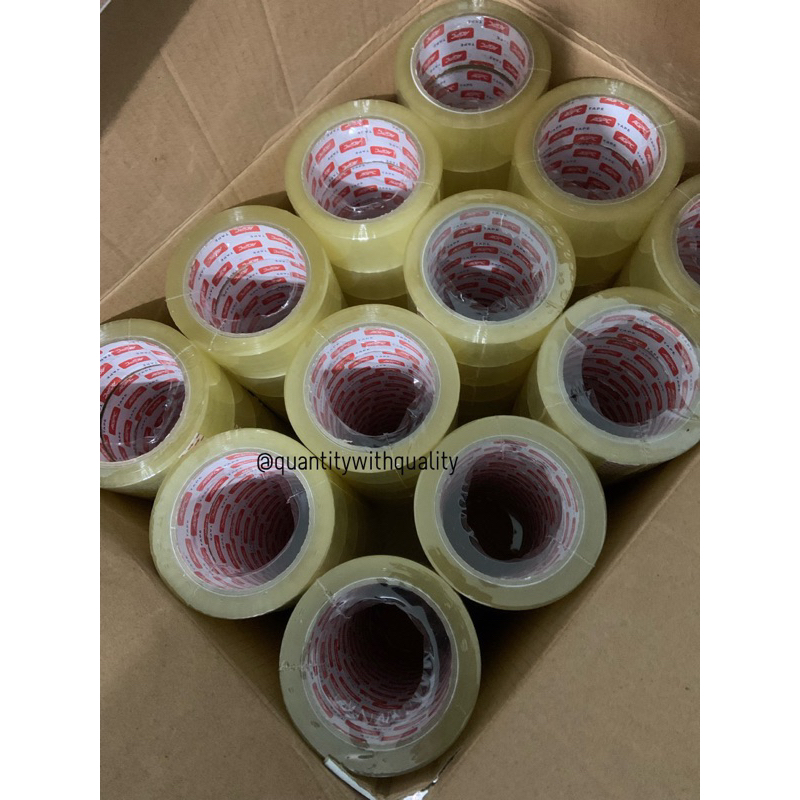 Lakban Fragile AGPC Premium Tape Jangan Dibanting Merah dan bening 2 Inch 48 x 72 Yard 2 Bahasa Packing Aman