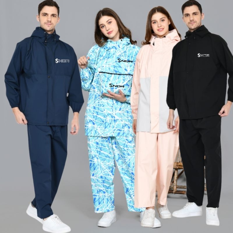 Jas Hujan SNDR jas hujan Taslan Stelan jaket celana Peria Wanita Bahan Taslan