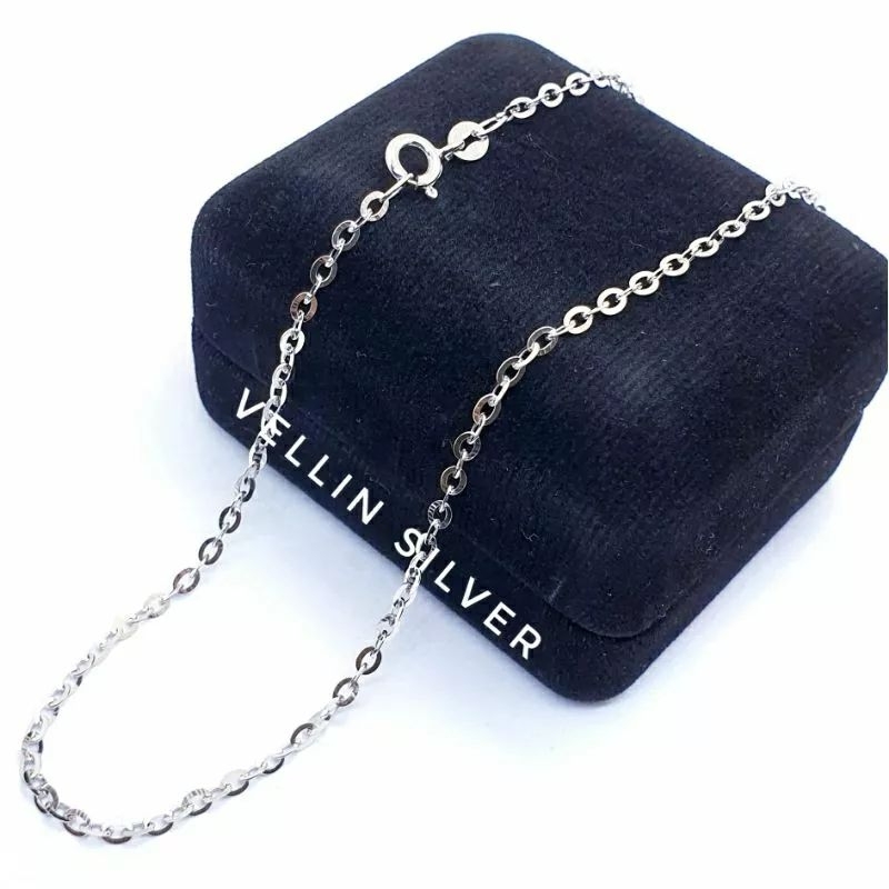 Kalung Silver 925 Lapis Emas Putih - Kalung Pria Wanita Perak Asli model nori