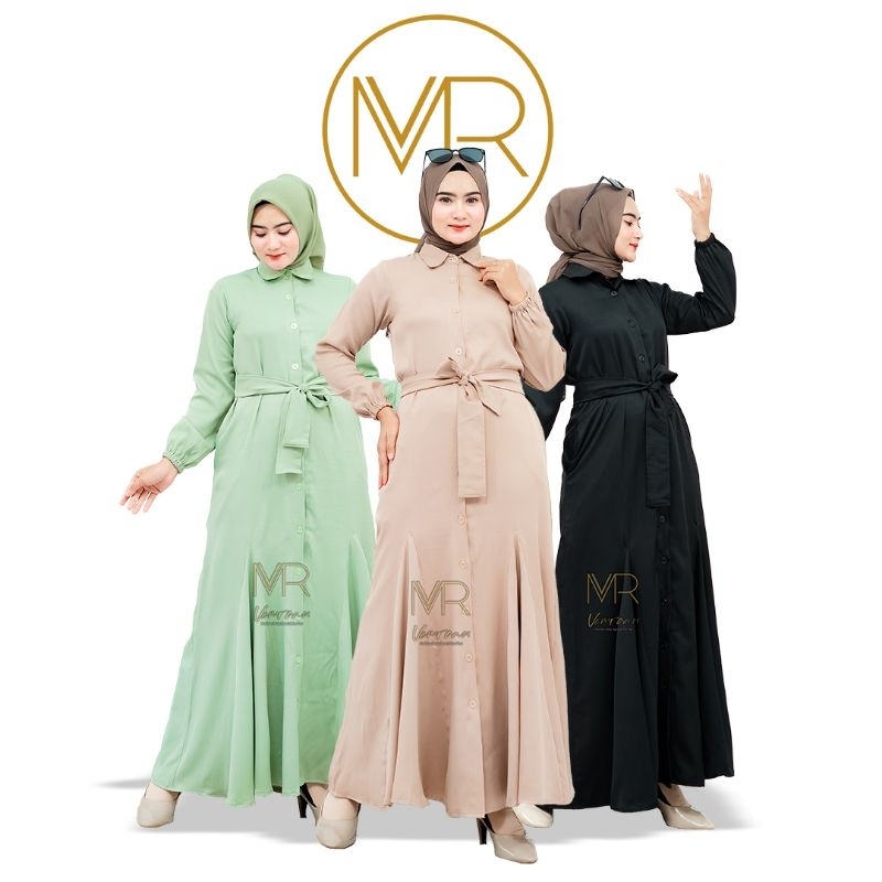 Gamis Dress Kondangan Polos Hitam  Wanita Muslim Tangan Panjang