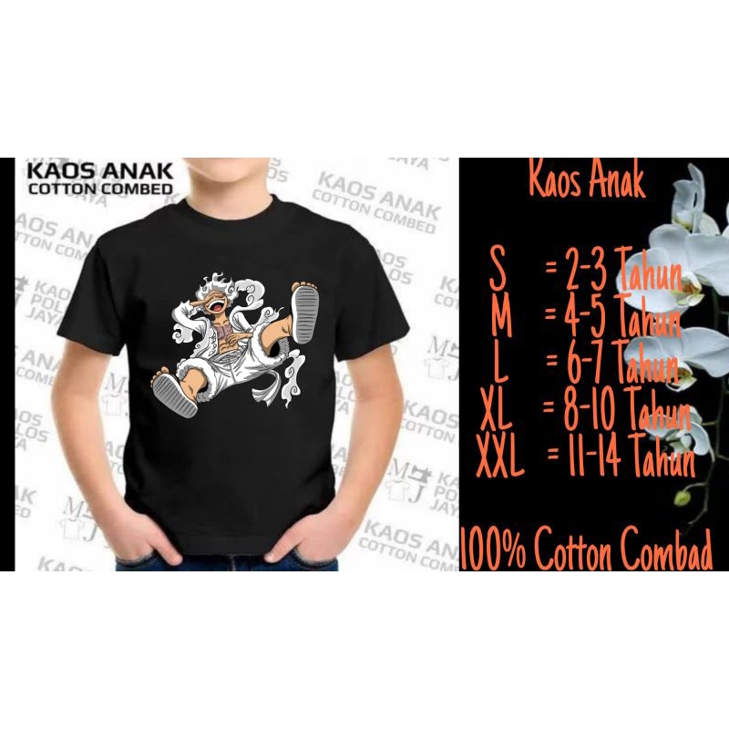 Kaos Anak ONE PIECE GEAR 5 vintage tshirt cotton Cartoon