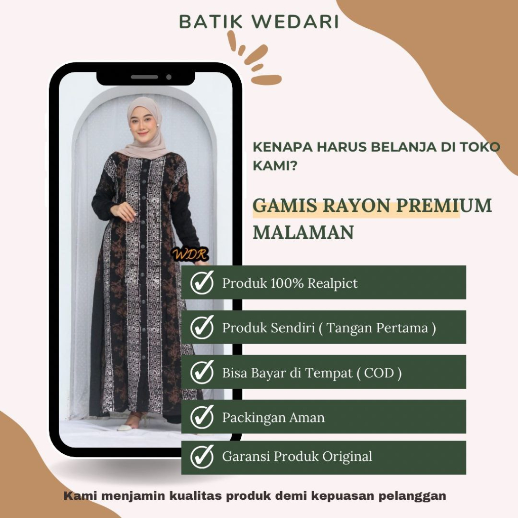 GAMIS RAYON PREMIUM BUSUI KANCING DEPAN MOTIF TERBARU