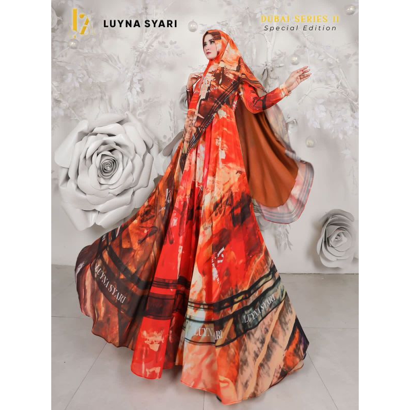 dubai series by luyna syari gamis syari ceruty motif busui set khimar mewah premium brended terbaru