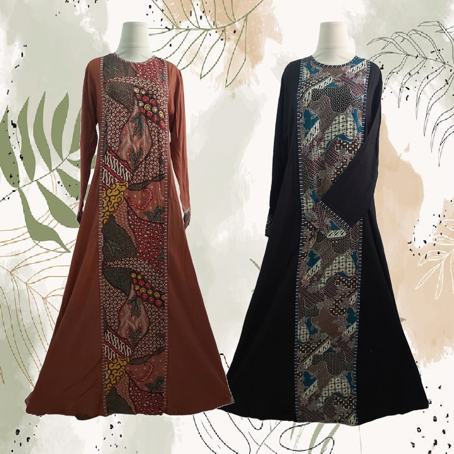 Abaya Hitam Motif Batik Gamis Muslimah Turkey