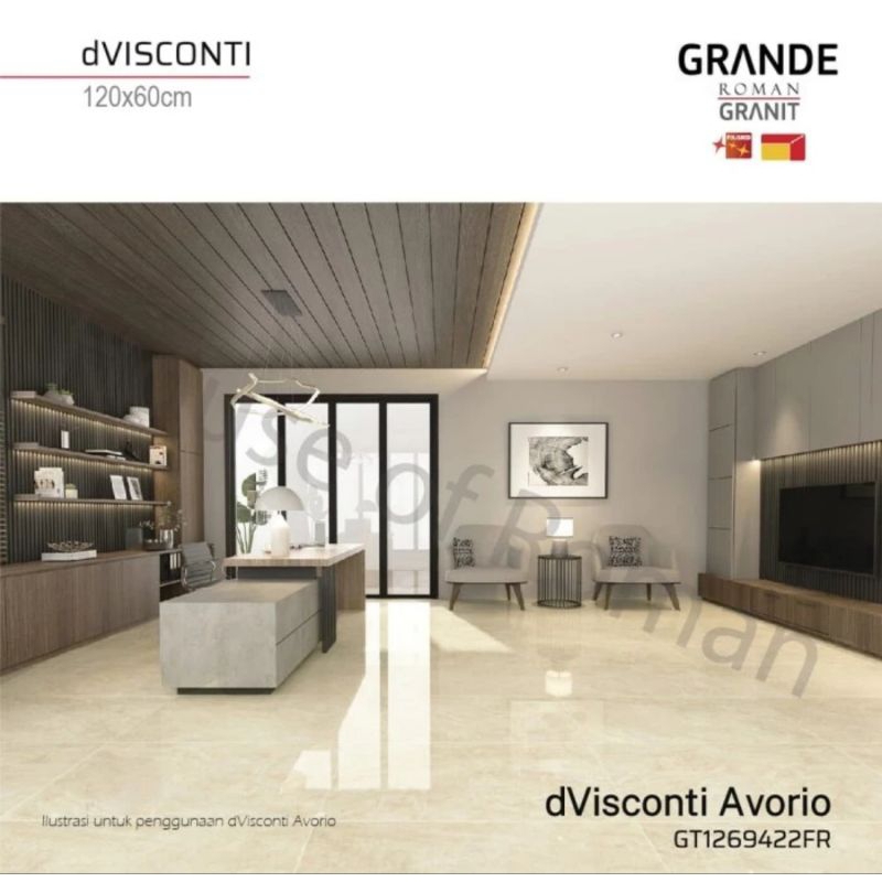 Roman Granit Grande 120x60 dVisconti avorio / granit top table / granit 120x60 / granit grande / keramik top table / top table dapur