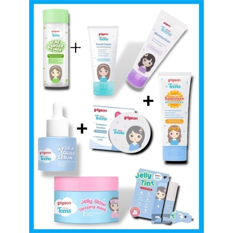 Pigeon Sepaket Warna Biru Skincara Anak Cewek Remaja Lengkap Make Up Sekolah Natural Makeup Glowing 