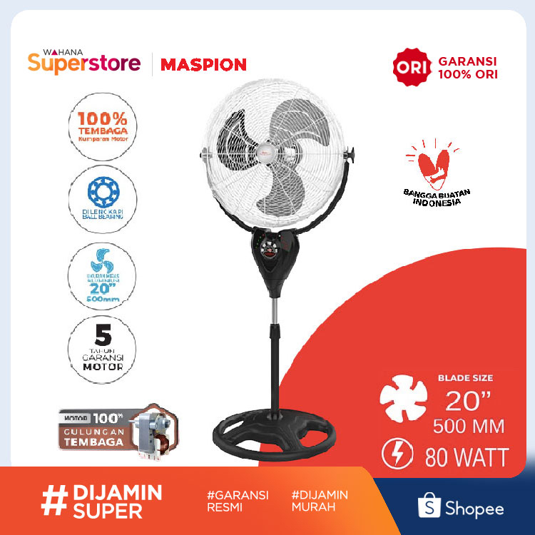 Maspion Kipas Angin Berdiri Power Fan 20 Inch - PW-2001 RC | PW2001RC