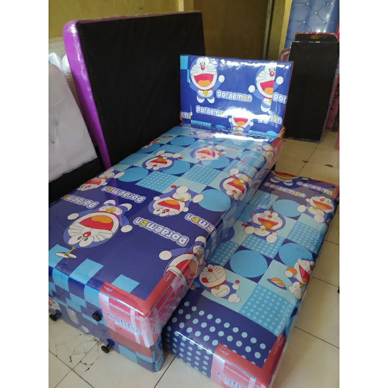 tempat tidur anak 2 in 1 / kasur sorong anak anak / set kasur tempat tidur anak 2 in 1