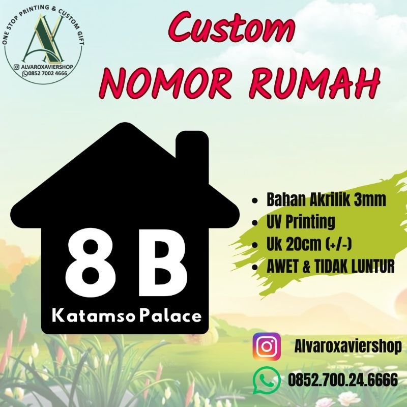 custom nomor rumah akrilik / plat nomor rumah akrilik