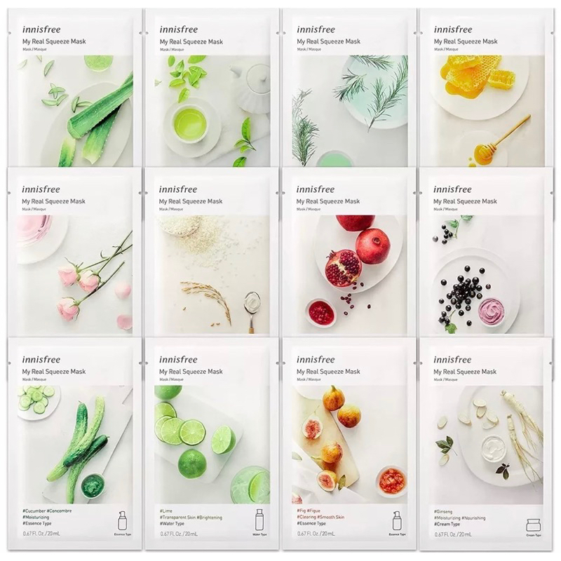 Innisfree My Real Squeeze Sheet Mask New Package Original Korea | Sheet Mask Innisfree