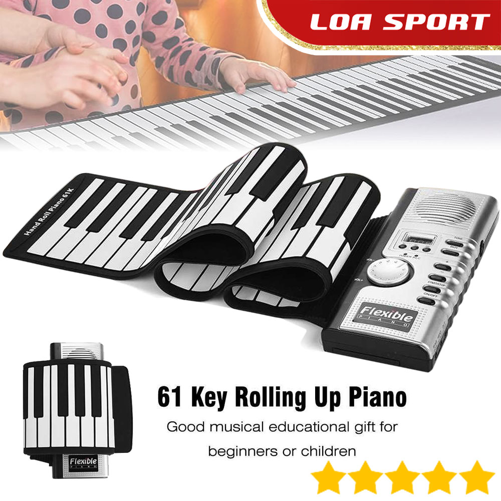 Piano Gulung Keyboard Anak 61 Tuts MIDI Out 128 Tone Rhythm 30 Lagu