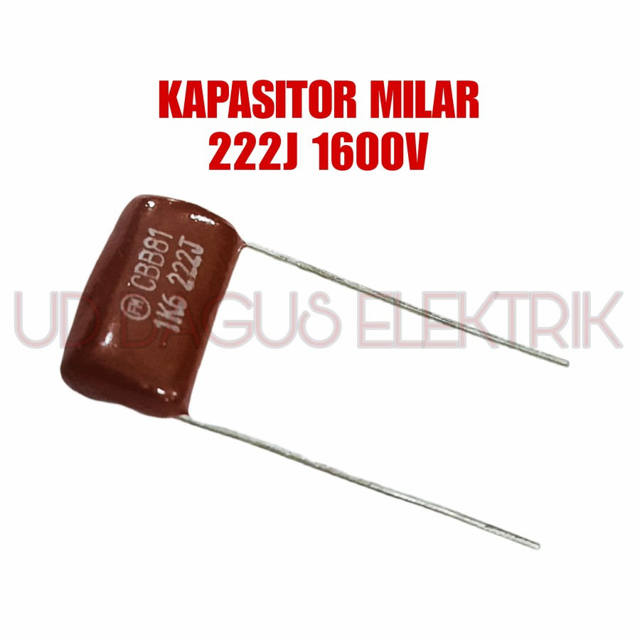 5X KAPASITOR MILAR 222J 1600V - MYLAR 222J 1600V - MILAR 222 1600V DAPAT 5PCS MYLAR CBB81 222J 1600V
