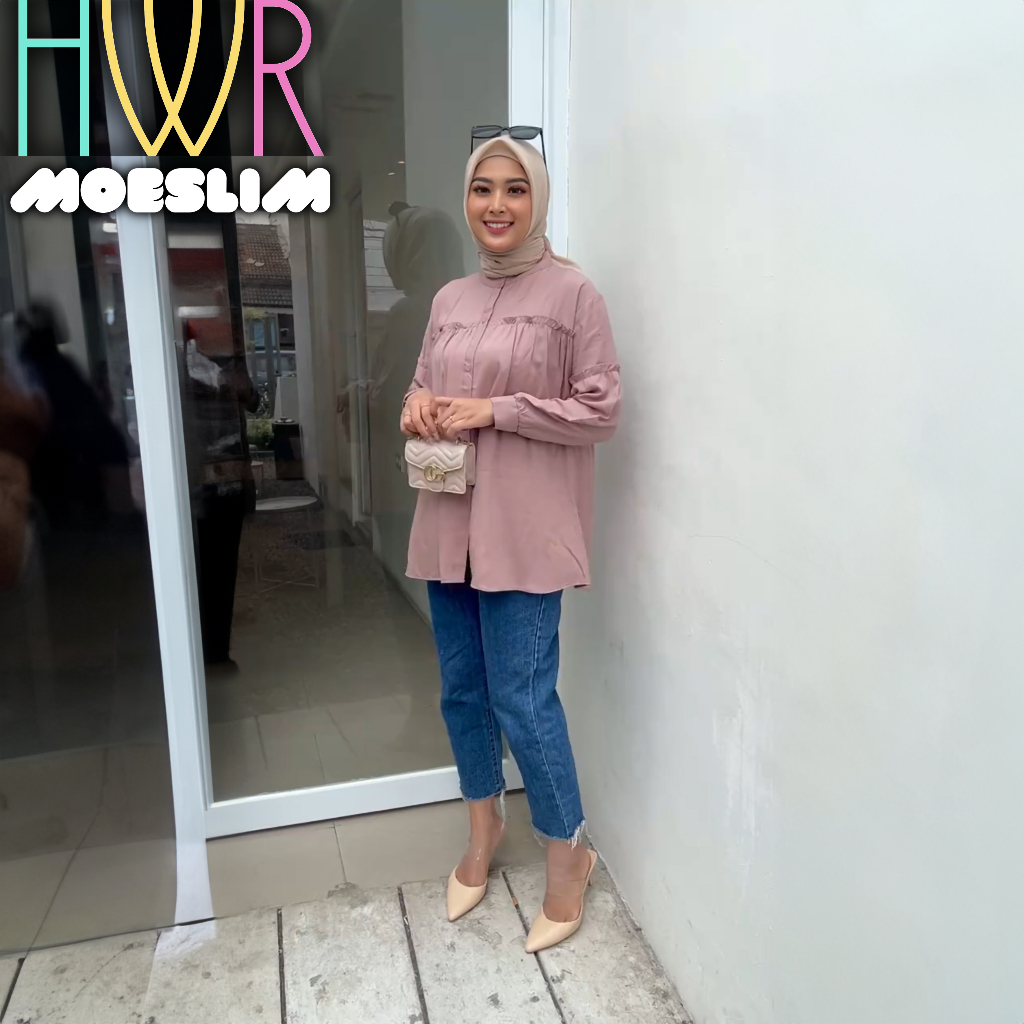 Atasan Wanita Sorya Blouse Bluse Jumbo Dengan Gaya Korean Style, Baju Oversize Crinkle Airflow Linen