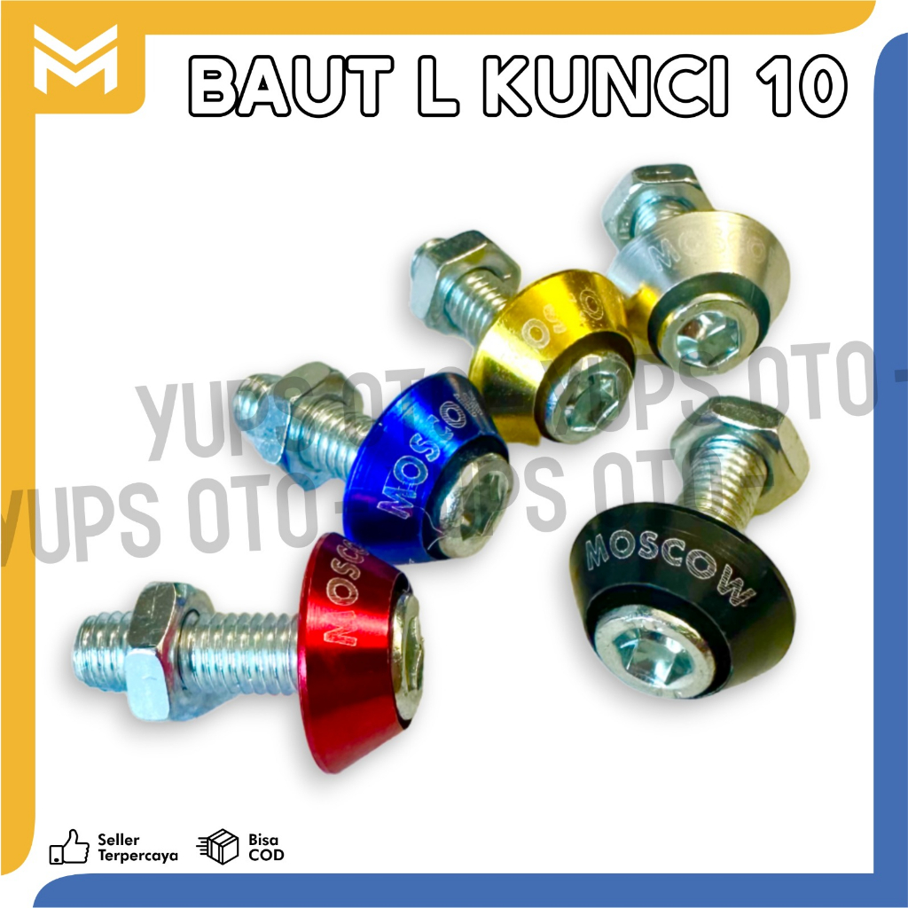 BAUT KUNCI L + RING MONEL VARIASI HARGA PER BIJI / 1BIJI BAUT L KUNCI 10  BAUT MONEL UKURAN DRAT 10 
