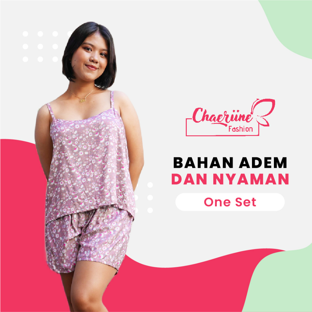 Tank Top Rayon Bali All Size by Chaeriine - Setelan Wanita Rumahan Motif Bunga - Piyama Adem Baju Ti