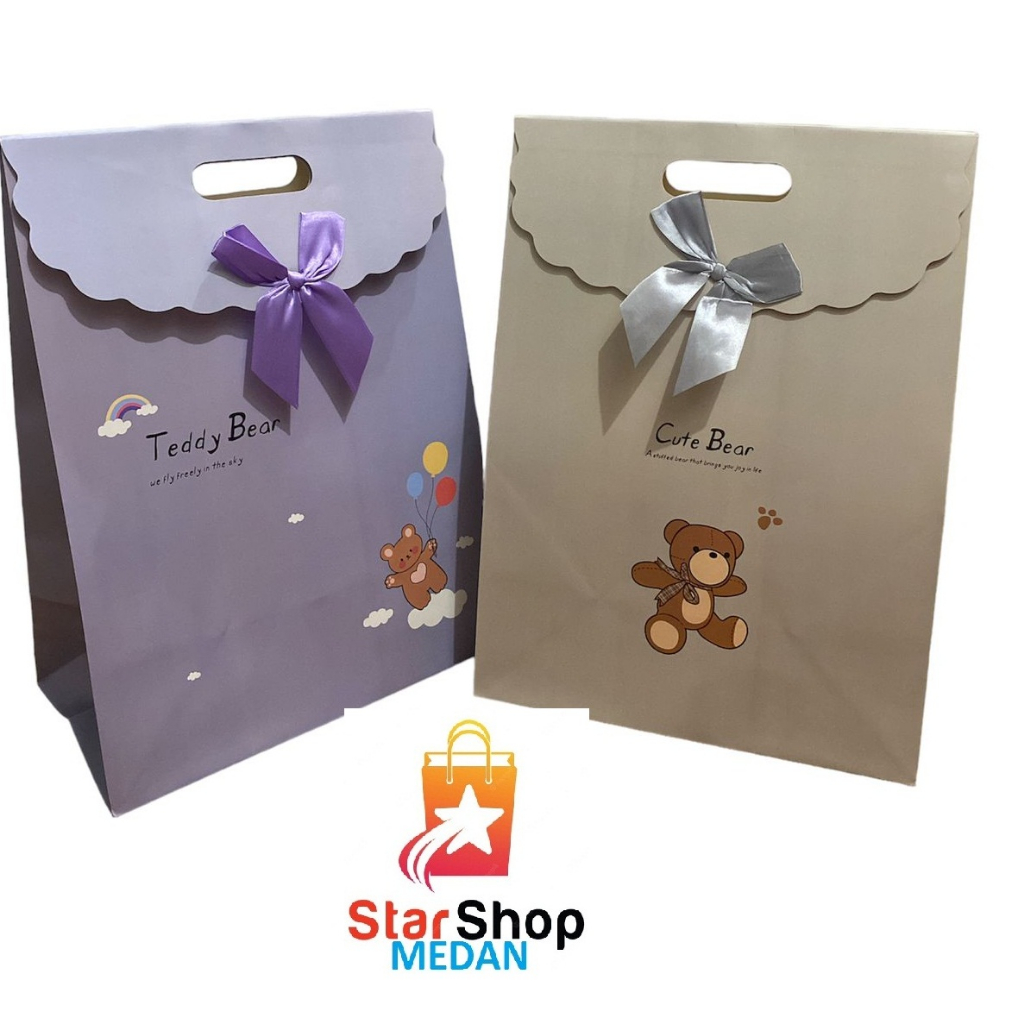

PAPERBAG JUMBO FANCY-LUCU-IMPORT CORAK TEDDY CAT, UK 35,5X20,5X49,5