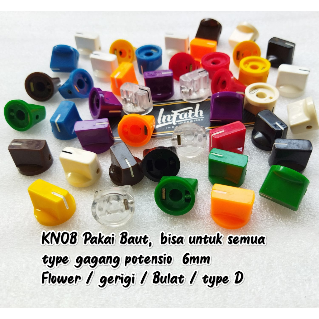 InFath - Knob Fulltone potentiometer efek amplifier potensio knop kenop kenob hitam merah putih crea