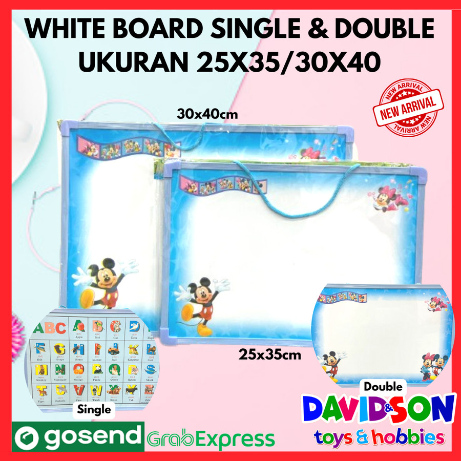 

WHITEBOARD ANAK SINGLE/DOUBLE UK 25X35/30X40/PAPAN TULIS BELAJAR ANAK